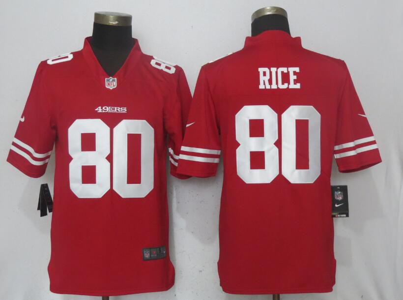 Men San Francisco 49ers #80 Rice Red Vapor Untouchable Limited Player Nike NFL Jerseys->women nfl jersey->Women Jersey